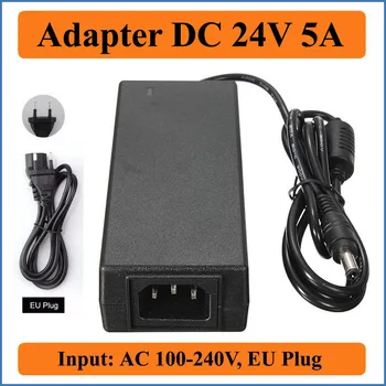 

24V 5A EU Plug AC DC Adapter Universal AC100V-240V Converter to DC 24V 5000mA 120W Power Supply Charger For LED Strip lights