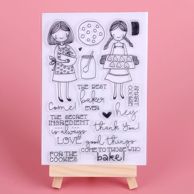 

Rubber Silicone Dim sum Girl Clear Stamps for Tampons Seal Background Collage Stamp scrapbook Holiday Card Making