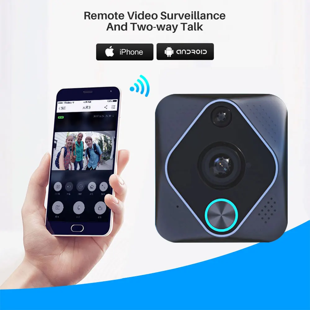 1080 P HD Смарт wifi безопасности видео дверной звонок беспроводной телефон двери ИК