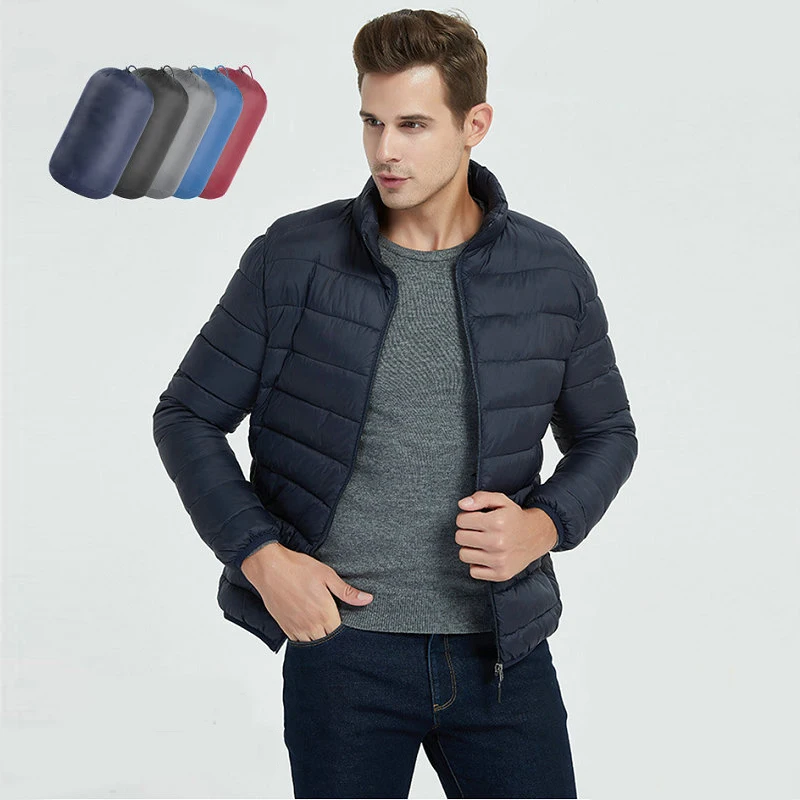 

Autumn Winter Jacket Men Lightweight Solid Hooded Ultralight Down-cotton Spring Winter Coat For Men