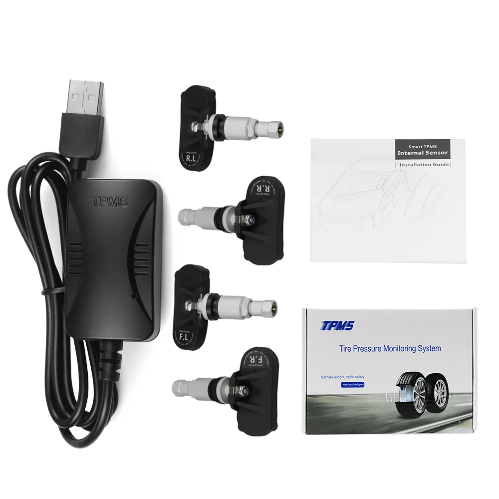 TPMS для Android автомобильный DVD автомобильная система контроля давления в шинах USB шина 4 внутренних датчика система мониторинга сигнализации 4 шт./комплект