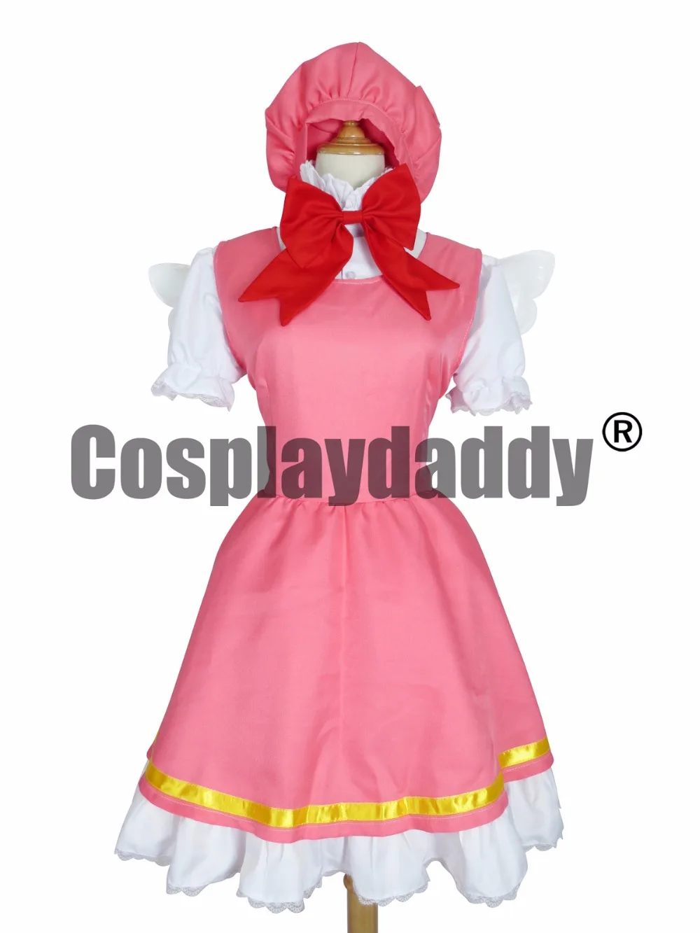Cardcaptor 사쿠라 키노 모토 사쿠라 코스프레 의상 마법의 핑크색 드레스 + 모자 + 날개