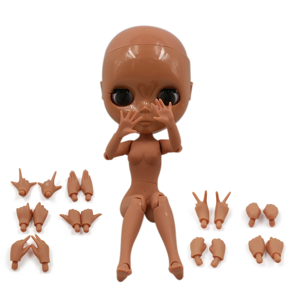 Joint body Blyth dark skin without wig Suitable for transforming the wig and make up for her about 30cm factory doll nude корректор для лица eveline art professional make up тон 05 nude 2 в 1 светоотражающий с кисточкой