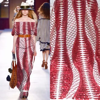 

2019 French Nigerian Laces Fabrics High Quality Tulle African Laces Fabric Wedding Red Sequins French Tulle Lace Free Shipping