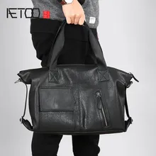AETOO Portable leather men's bag, handmade business cowhide men's bag, casual men's shoulder crossbody bag