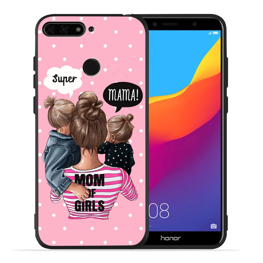 Модный Роскошный чехол для телефона с изображением супермамы, папы, девочки и мальчика, чехол для Huawei Honor 10 Lite 9 Lite 10 9 8 8x 8c 8 Lite, чехол Etui - Цвет: 08