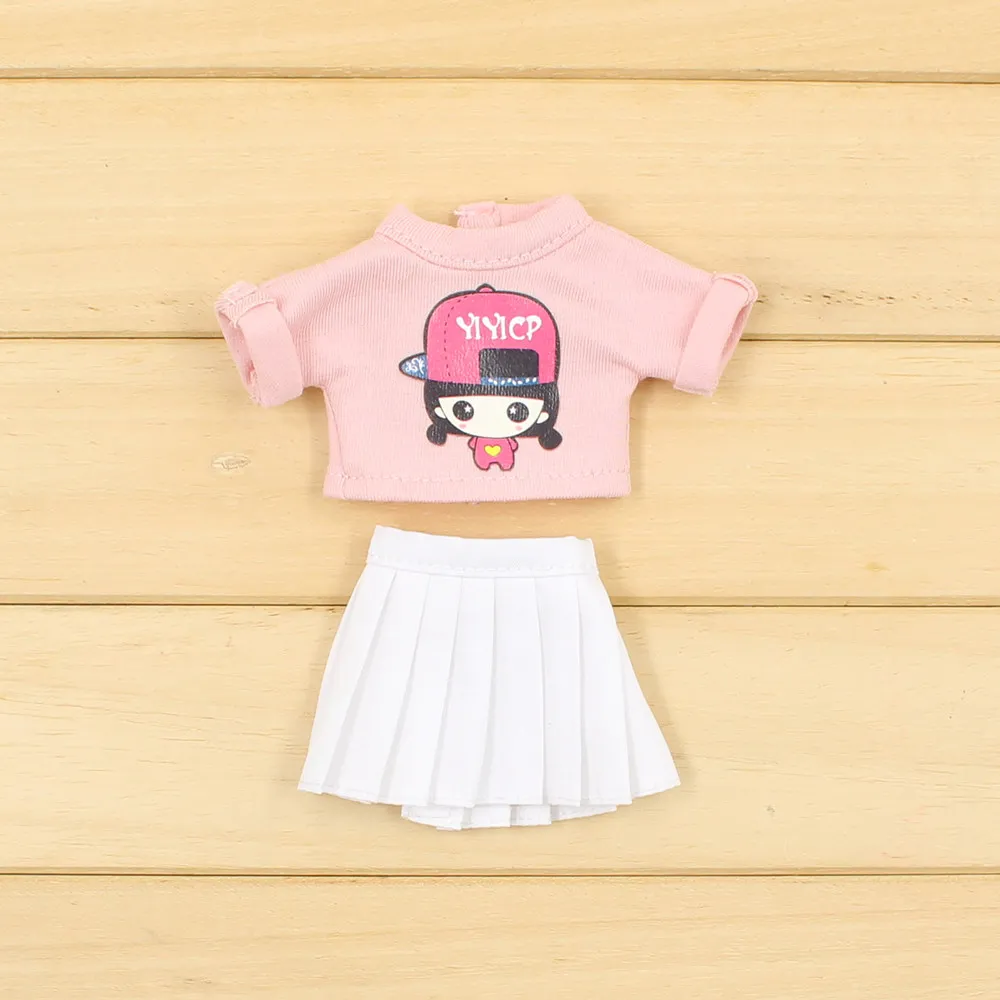 

ICY Blyth doll Pink tops with White pleated skirt Dress outfits for the 1/6 Size.