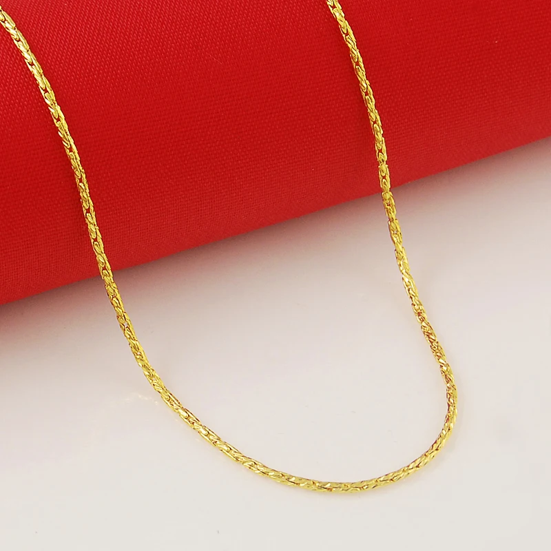 

2MM chains Wholesale Fashion Jewelry 24K Yellow gold color Necklaces chains necklaces Free Shipping