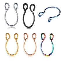 1 шт сталь 20 г искусственный нос кольца поддельные перегородки Кольца Поддельные клип на нос кольца ореха пирсинг ювелирные изделия тела серьги на Козелок Губ