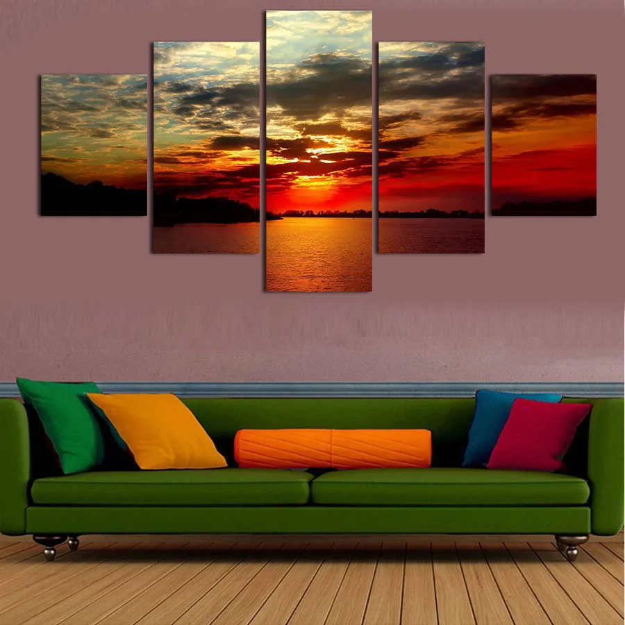 Коллекция 2017 года лимитированная модель без рамки 5 панелей Большой Hd Пейзаж С