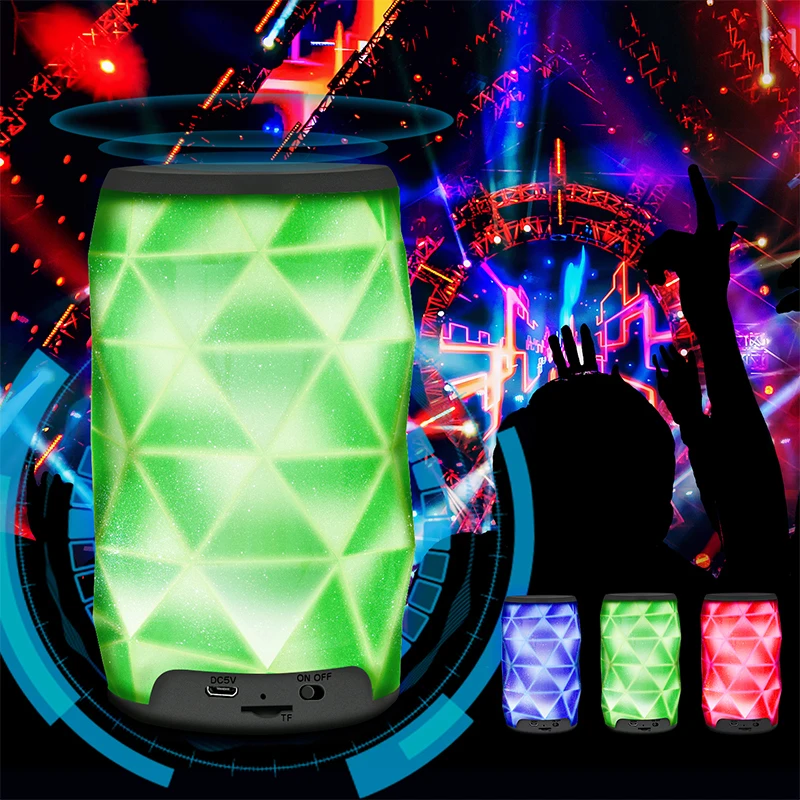 Lefon Bluetooth Speaker LED Diamond Shape Portable Wireless Speaker Subwoofer Column Bass Support TF Card color auto-Changing Lefon Bluetooth Speaker LED Diamond Shape Portable Wireless Speaker Subwoofer Column Bass Support TF Card color auto-Changing