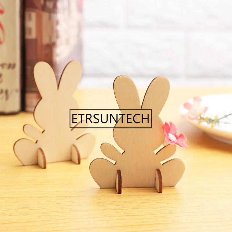 

1000pcs Lovely 3D Easter Rabbit Wooden Ornaments DIY Creative Home Decor Embellishments Cutouts Craft Bunny Hanging Ornament