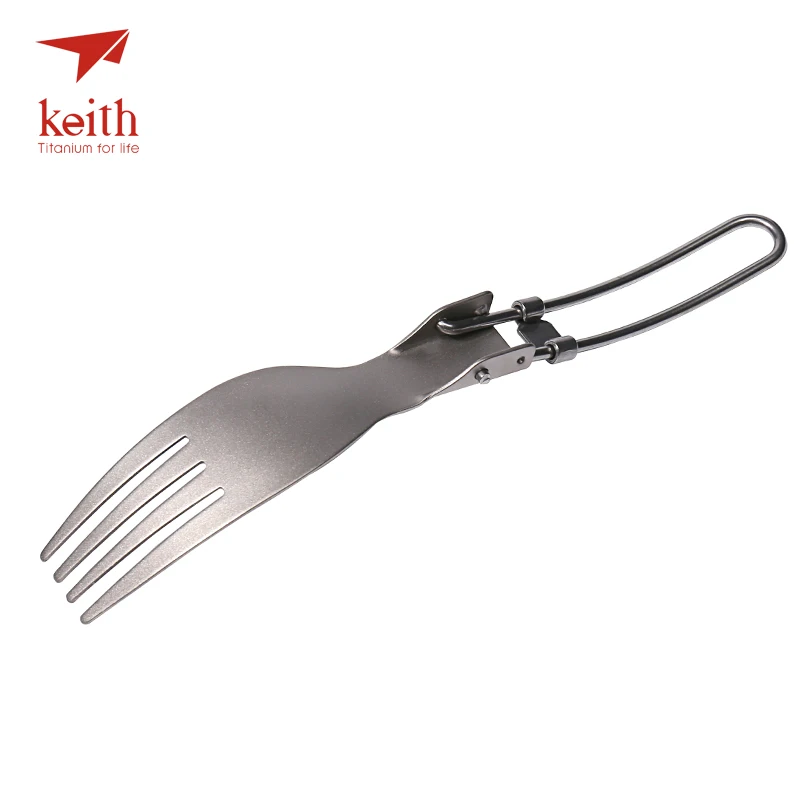 Keith 티타늄 접이식 포크, 휴대용 야외 캠핑, 편리한 포크 수저, 여행 식기, 피크닉 하이킹, 16g