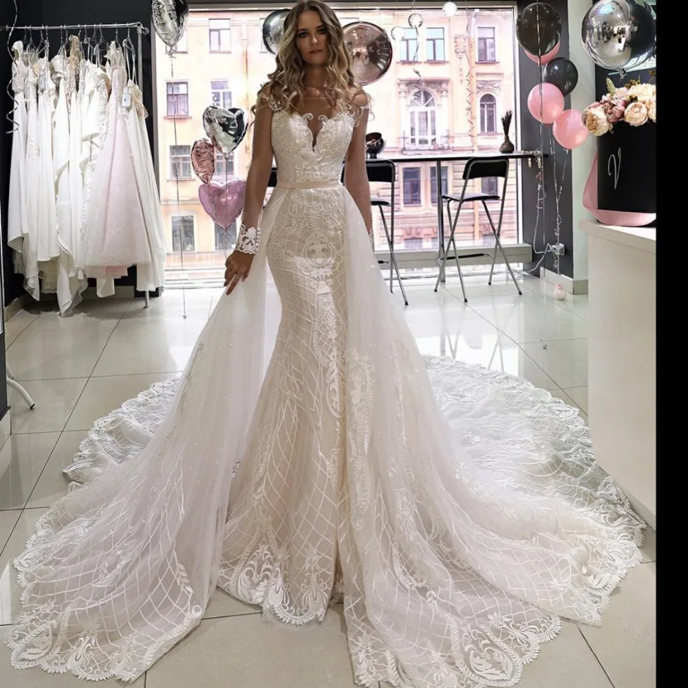 Eslieb High End Custom Made Mermaid Lace Wedding Dresses Vestido De