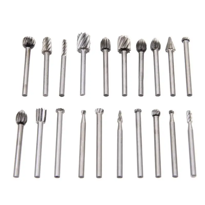 20pcs/Set 3mm Wood Drill Bit Nozzles for Dremel Attachments HSS Stainless Steel Wood Carving Tools