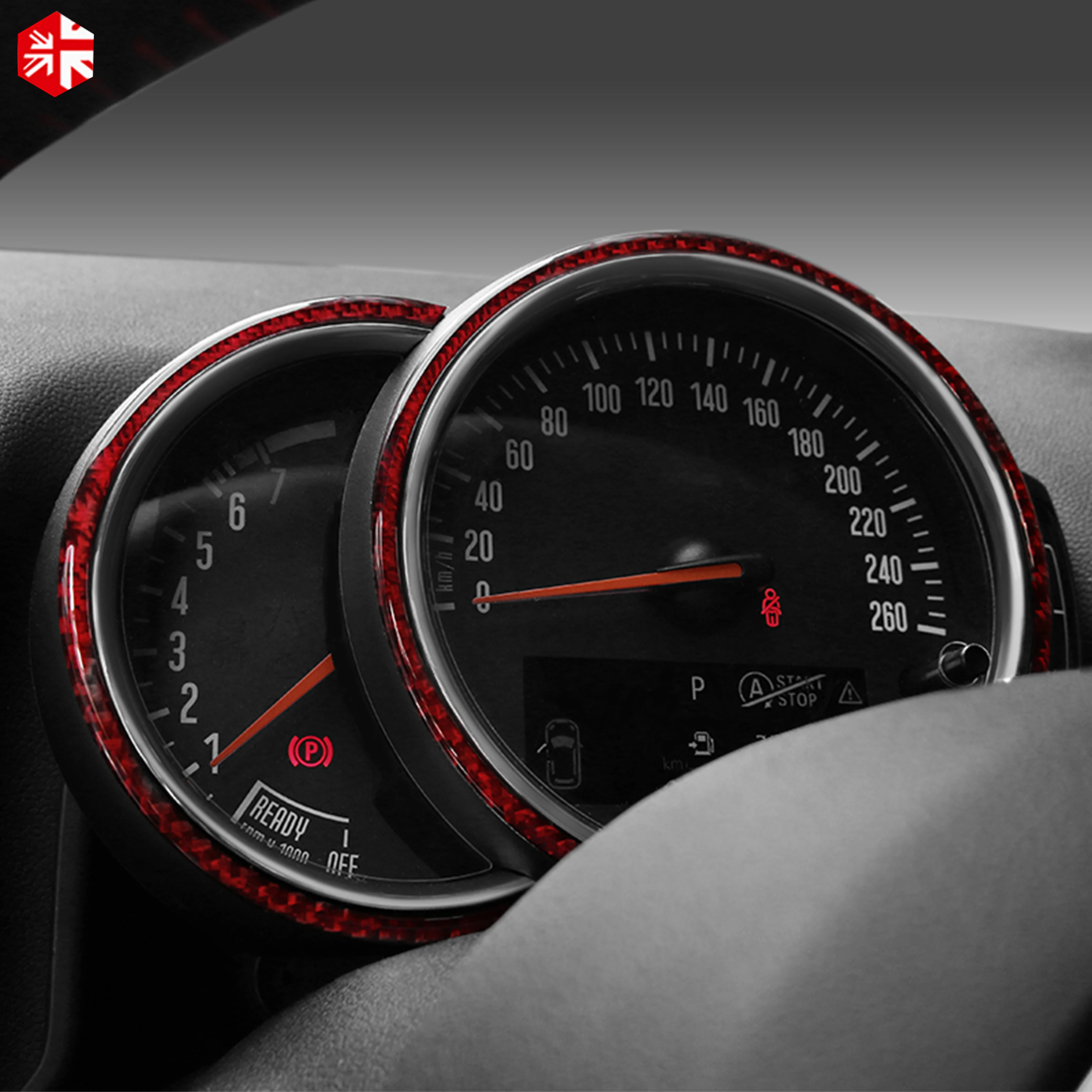 

For MINI Cooper Countryman F60 Carbon Fiber Car Center Console Rings Speedometer Circle Vent Cover Decoration Car Accessories