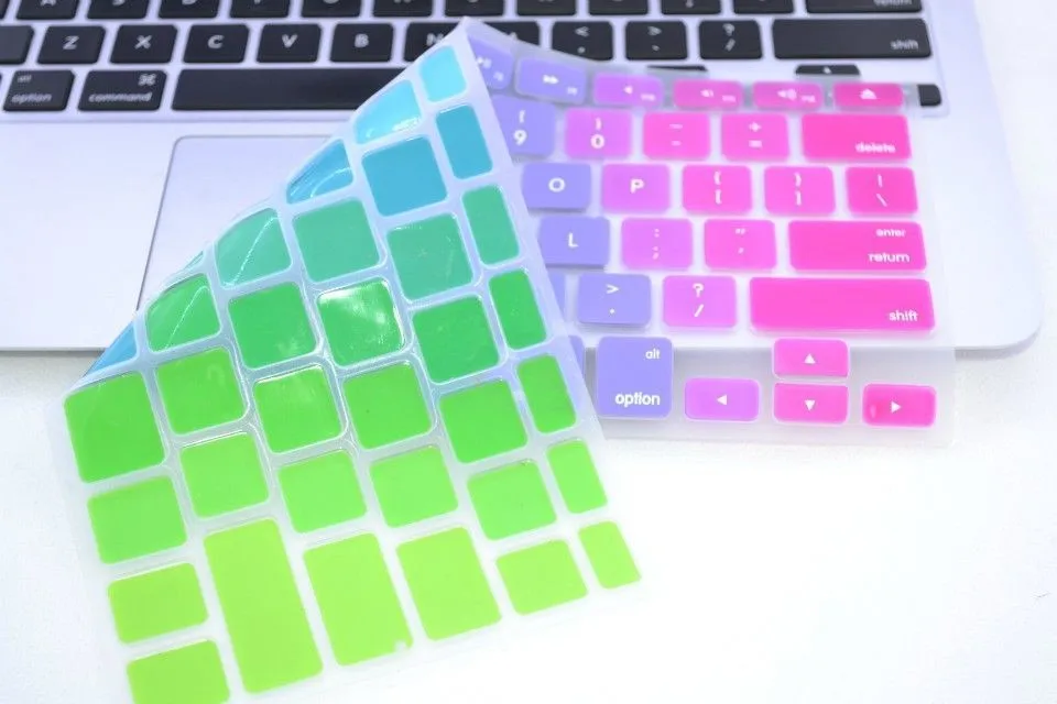 Градиентные цвета радуги силиконовые UK/EU/US макет Милая защита для клавиатуры ноутбука крышка наклейки для нового Apple Macbook 12 дюймов