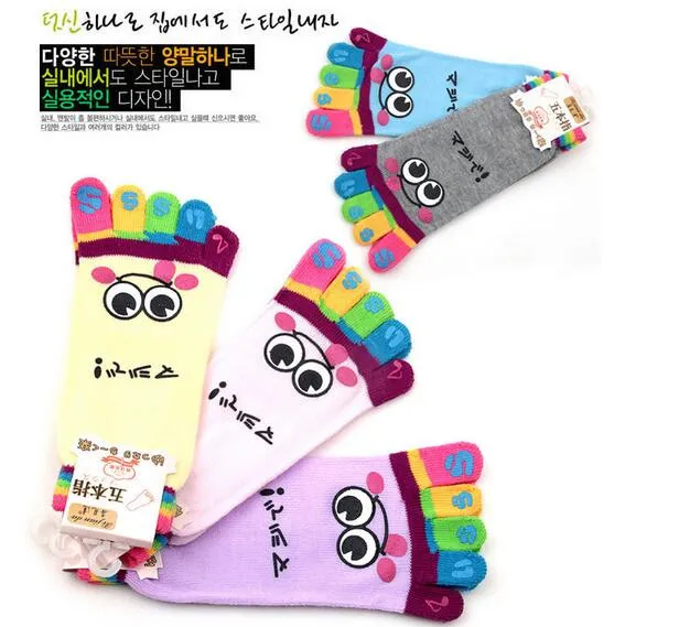 ankle socks women 1pair/lot Cute Cartoon Smile Print Toe Socks Five toe cartoon cotton Socks female cotton funny socks sockwell compression socks
