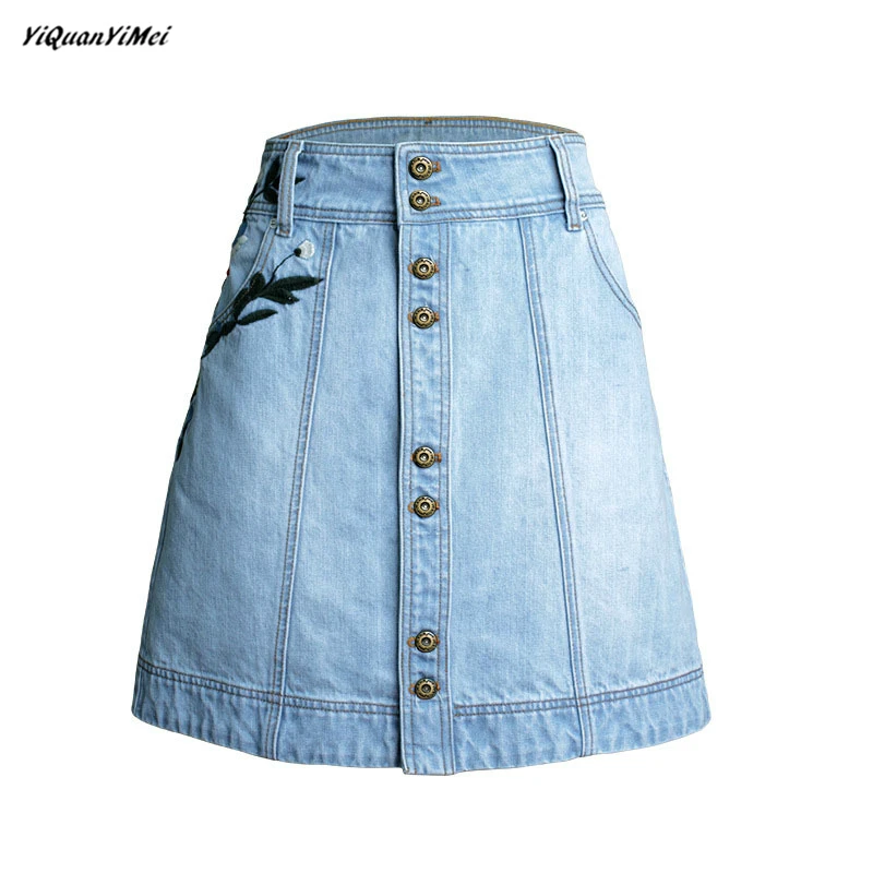 New Fashion Summer woman skirt Embroidery denim skirts A Line mini
