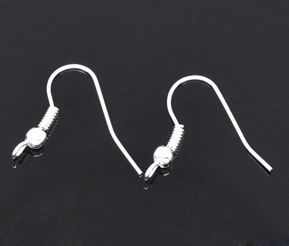 Детали для сережек DoreenBeads закрученные Серебристые крючки 19 мм (6/8 дюйма) x 18 60 шт. |