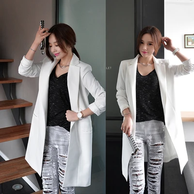 New 2017 Women Fashion OL Ong Sleeve Blazers Office Long Suit Jacket Feminino Bussiness Work Plus Size E969