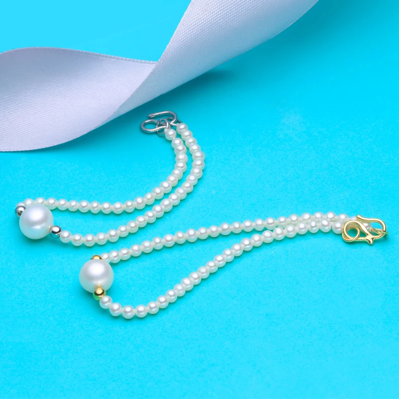 Sinya Natural 3mm pearls beads Au750 gold beads strands bracelet for ladies girls 16 17 18cm length high luster fashion design (15)