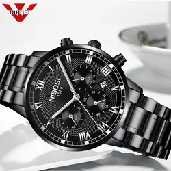 Новинка 2019 года часы для мужчин Элитный бренд NIBOSI для мужчин спортивные часы водостойкие полный сталь черный кварц для мужчин часы Relogio