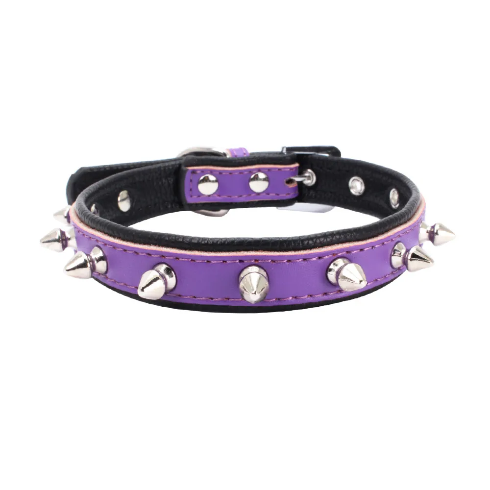Double Layer Genuine Leather Cat Collars Black Base Bicolor Rivets Collar XS-S for Cats Small Dogs Pet Products katten riem Double Layer Genuine Leather Cat Collars Black Base Bicolor Rivets Collar XS-S for Cats Small Dogs Pet Products katten riem