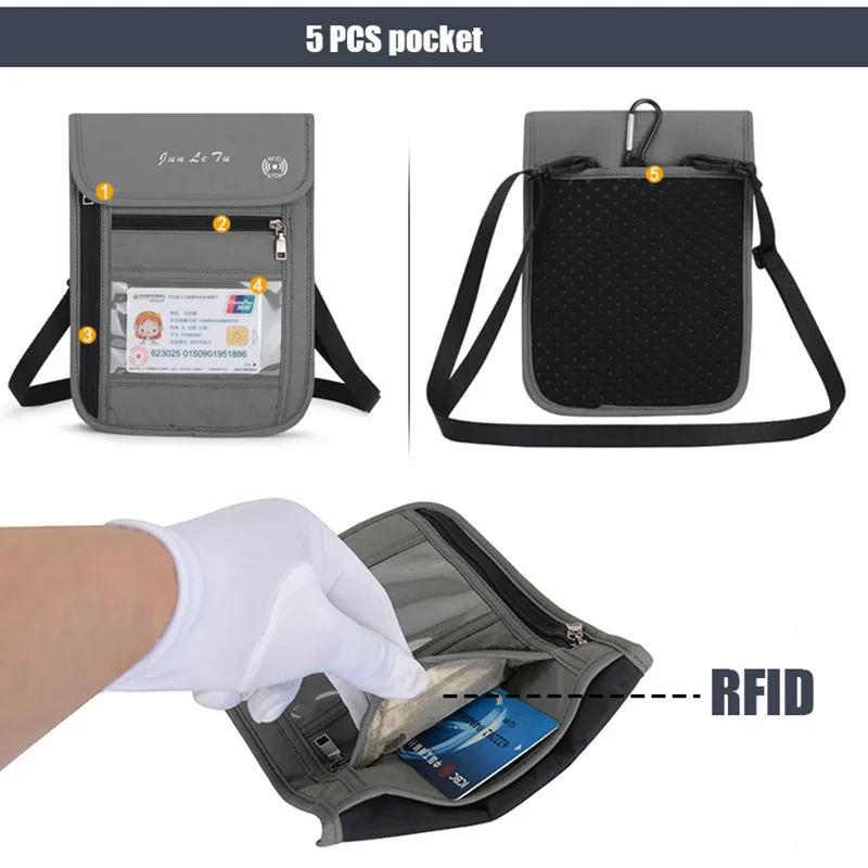 RFID Блокировка Путешествия многофункциональный шейный чехол Обложка для паспорта дорожный кошелек Водонепроницаемый ID держатель для карт для мужчин и женщин