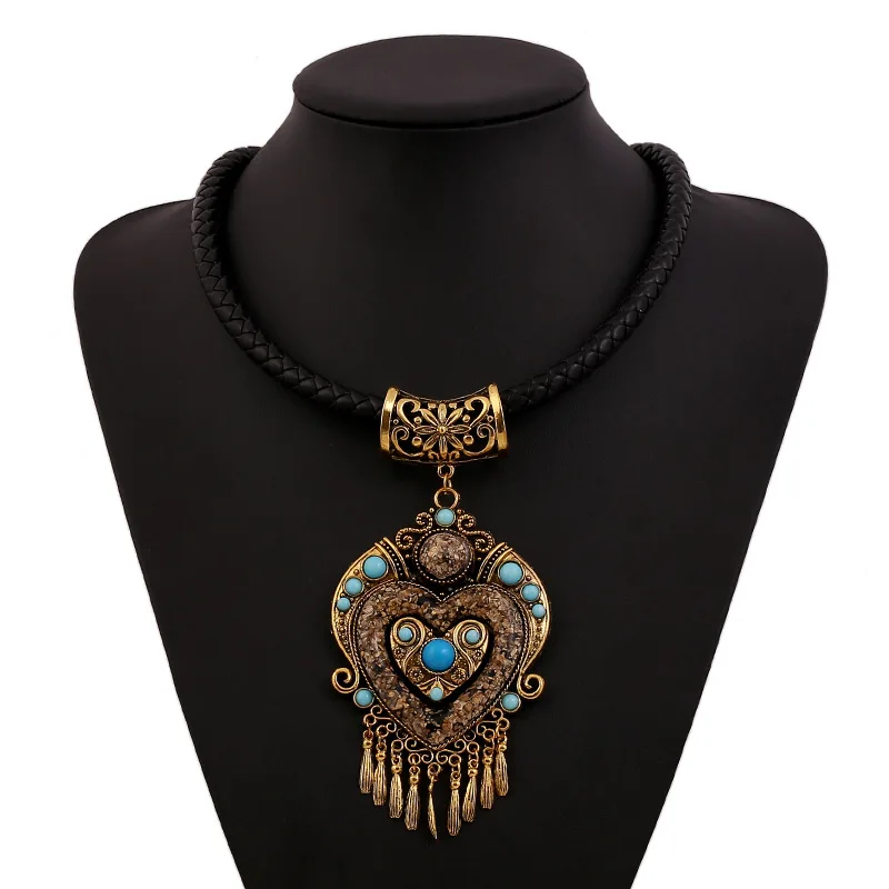 

2017 Fashion Bohemian Power Tassel Necklace Pendant Flower Colar Big Vintage Ethnic Choker Statement Maxi Necklace Women Jewelry