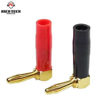 

4pairs banana plugs connector gold plated right angle male plug banana connector red + black color