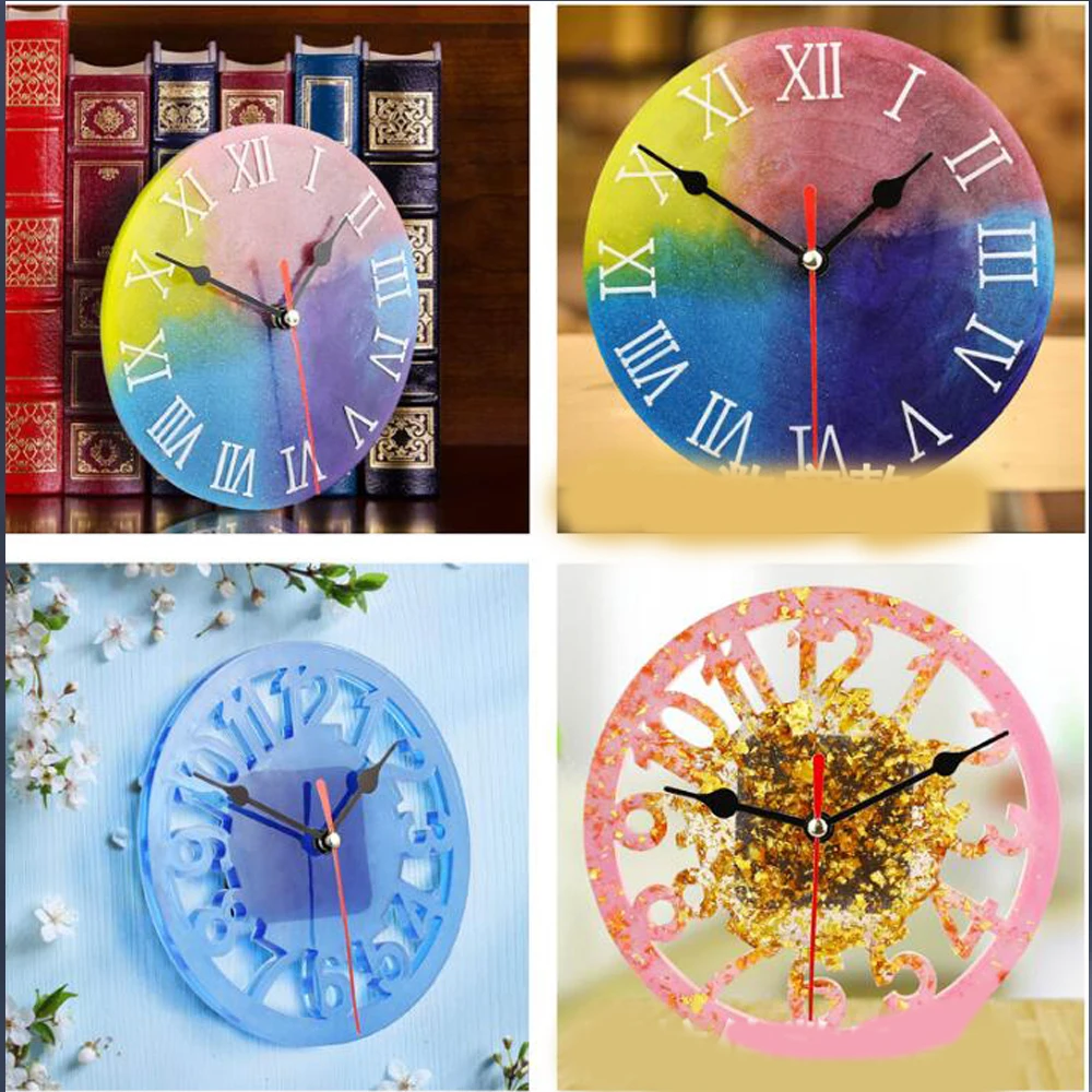 1PCS Silicone mold DIY Resin Jewelry Pendant Clock Mold with Watch and Clock Movements Resin