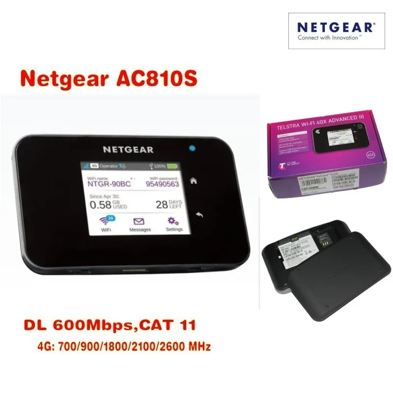 С оригинальной коробке Netgear Aircard AC810S 810 s Cat11 600 Мбит/с 4G х расширенный III 4G LTE МИФИ мобильной точки доступа