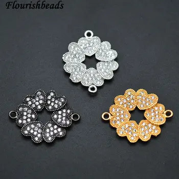 

Paved CZ Multi Heart Metal Round Tag Charm Jewelry Connectors Fit Pendants or Bracelets Making