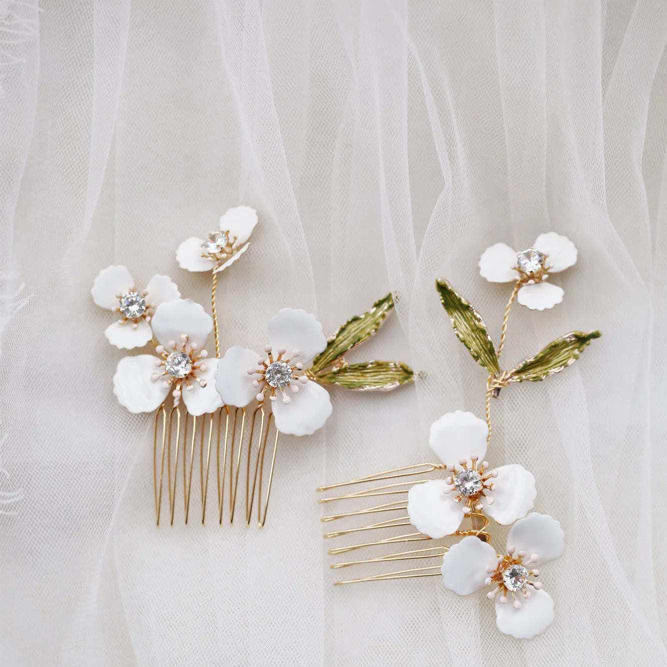 Rosebridalpark, белый цветок, лист, женский головной убор, для невесты, маленький Цирконий, кристалл, расчески, нежные свадебные украшения для волос, 561