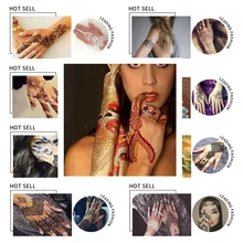 6 простыни трафареты для татуировок хной руки блеск Татто комплект временные трафареты mehndi хна для шаблон для татуировок трафарет узор Стикеры