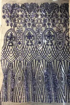 

embroiderd lace fabric DiuDiu-11.1404 with sequins beautiful Nigerian sequins lace fabric for party dress