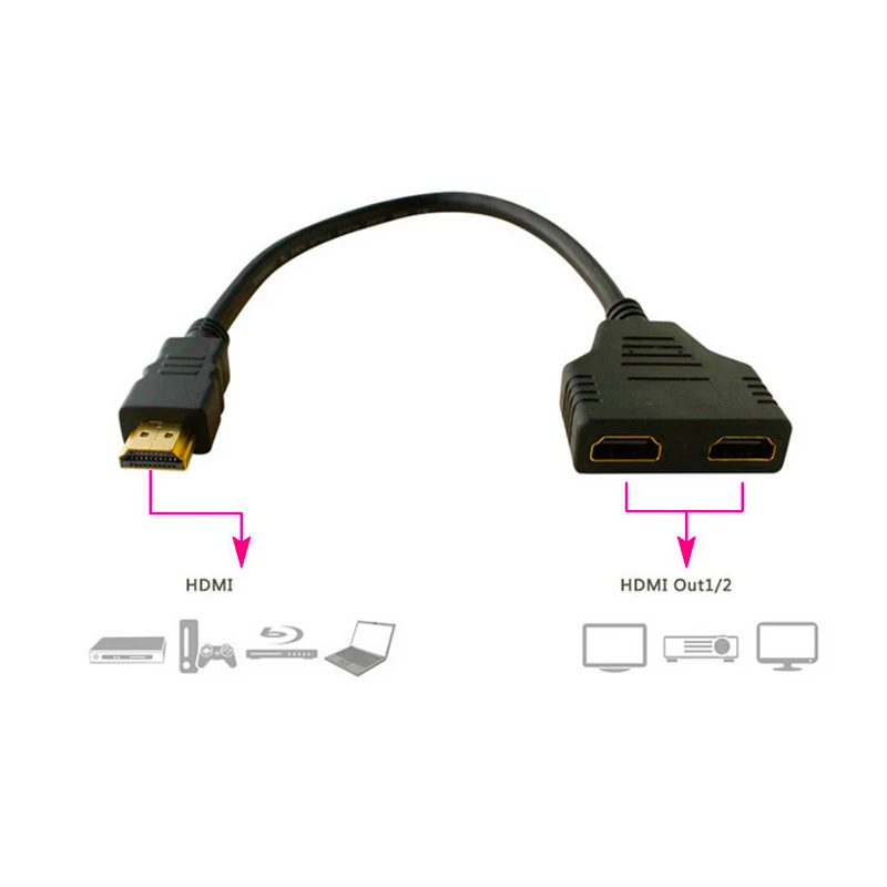 HDMI сплиттер кабель Мужской к HDMI Женский Y сплиттер адаптер для ноутбука HDMI HD LED LCD TV 30 см 1 в 2 сплиттер адаптер конвертер