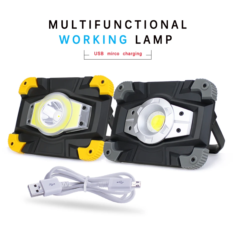 

Powerful Portable Spotlight Led Flashlight COB Work Light Rechargeable T6 USB Linterna Torch 18650 Battery for Outdoor Camping