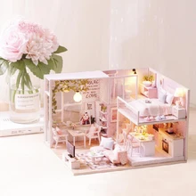 DIY деревянный домик Миниатюрный Кукольный домик с мебели дом Miniaturas кукольный домик Легкий дом для детей Рождественский подарок