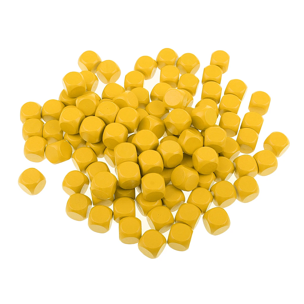 100 Pieces Wooden Plain Dices Cube Cubes Blank Square Wood Six Sided Dice 16mm 