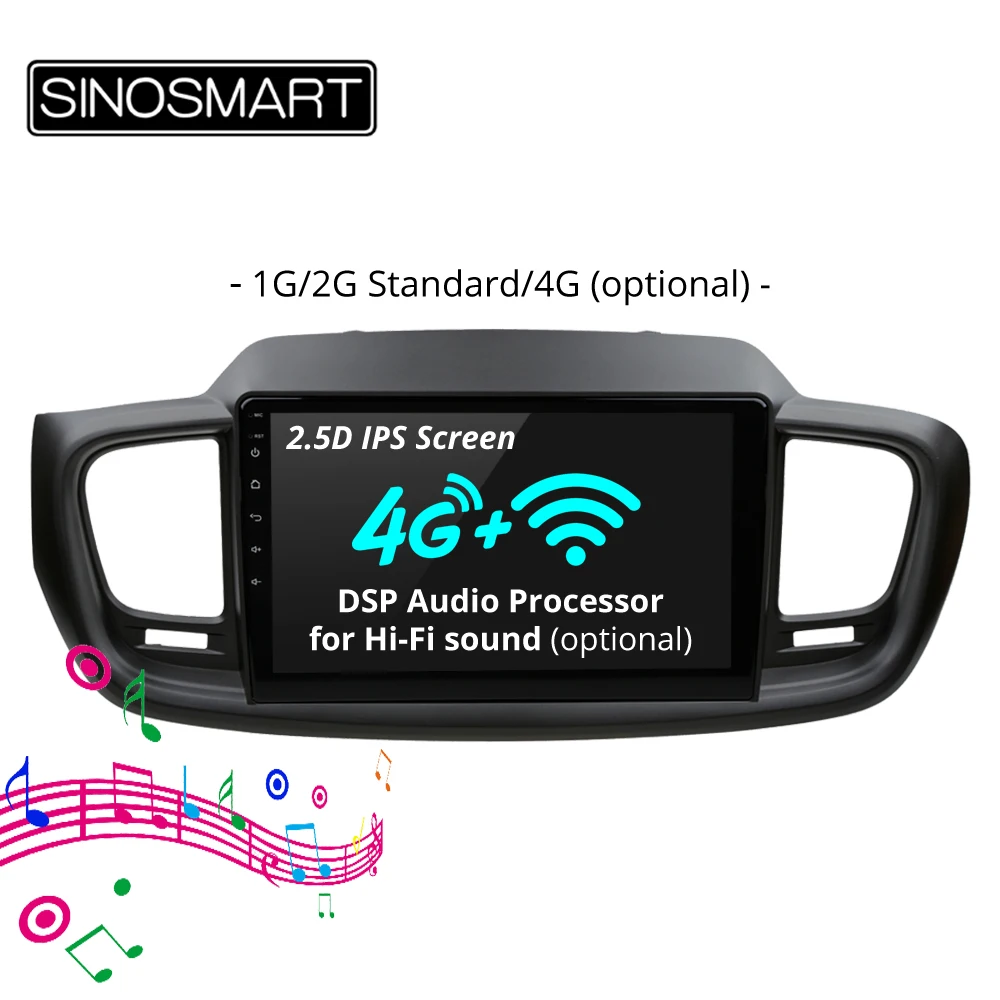 Flash Deal SINOSMART 2.5D IPS/QLED Screen 4/8 Core CPU 2G/4G RAM Android 8.1 Car Navigation GPS Player for Kia Sorento 2015 2016 2017 2018 0