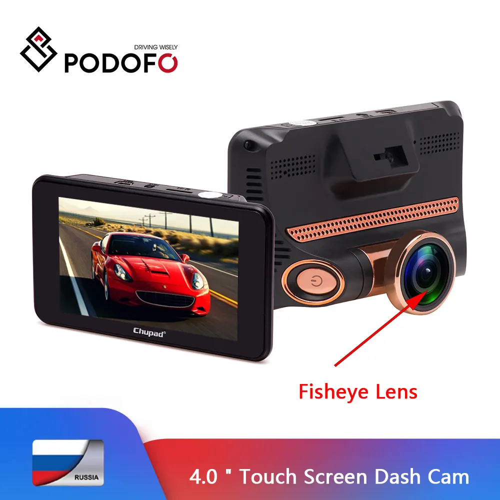 Podofo 4," сенсорный экран Dashcam Автомобильная dvr камера FHD 1080P регистратор Рыбий глаз объектив петля Recoridng g-сенсор авто видео рекордер