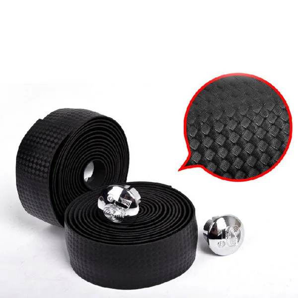 

New High Quality Cycling Road Bike Sports Bicycle Cork Handlebar Tape Black + 2 Bar Plug Carbon fiber belt strap