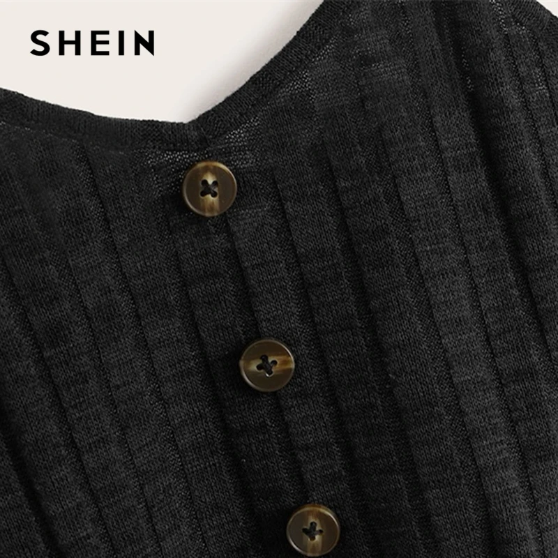 SHEIN/Детские повседневные топы на бретельках с одной пуговицей спереди для маленьких девочек; коллекция года; сезон лето; детский топ на бретельках без рукавов с бантом