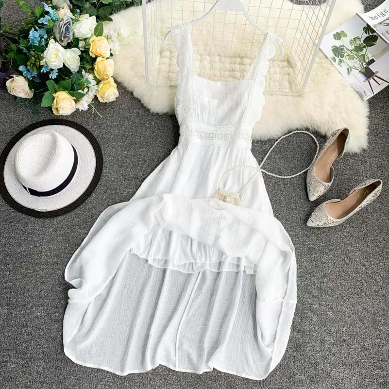 

NiceMix New 2019 Women Lace Strap Strapless High Waist Slim Retro Casual Dress Sexy Sleeveless Elegant Vestidos De Fiesta