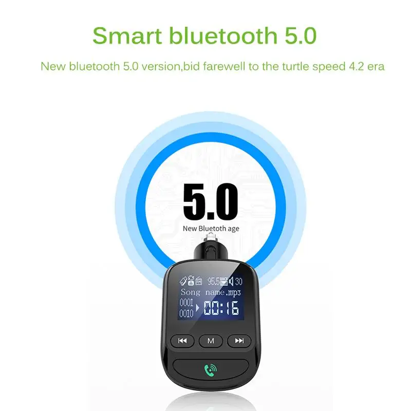 Fm-передатчик Автомобильный MP3-плеер без потерь музыка Bluetooth 5,0 автомобильный модулятор с детектором напряжения и навигацией вещания