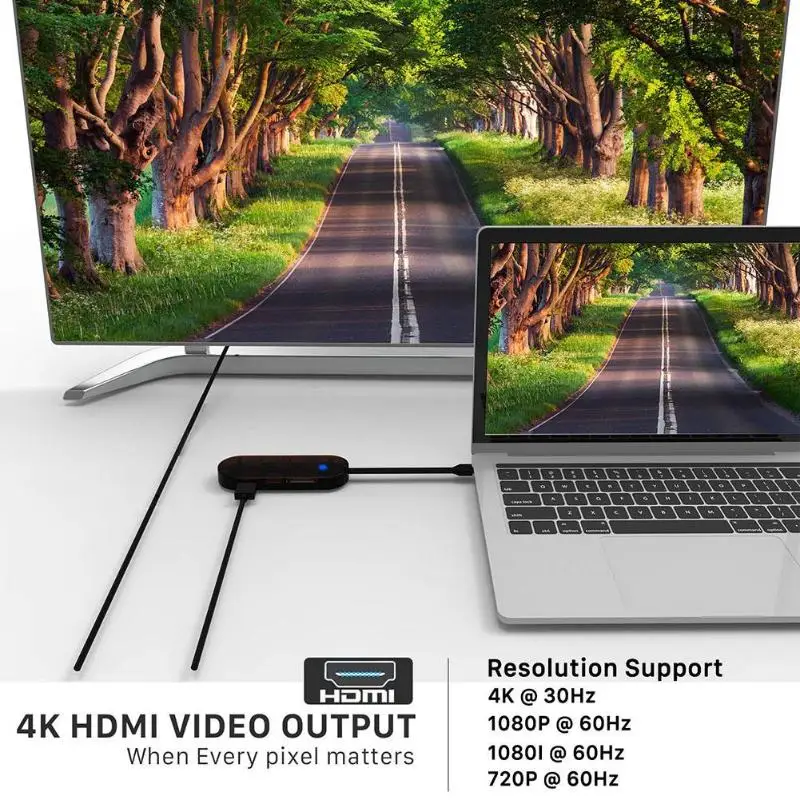 Универсальный 7 в 1 USB type-c адаптер с 4 K USB C к HDMI USB-C PD Micro SD карты памяти конвертер USB для 3,0/2,0/1,0 для ПК/ноутбука