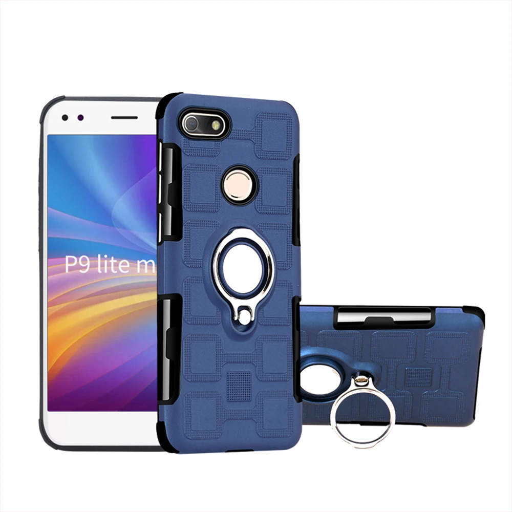 

AXBETY For Huawei p9 lite mini Case silicon Protective Stand Holder Case For p9 lite min Combo Magnetic Rotate Ring armor Cover