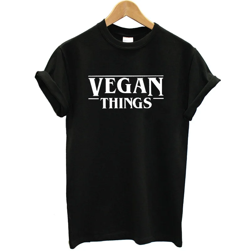Женская хлопковая Футболка с принтом Vegan Thing забавные летние топы короткими